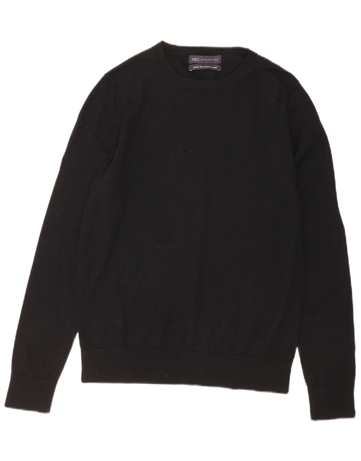 Suéter feminino Marks & Spencer com gola redonda Reino Unido 12 médio preto