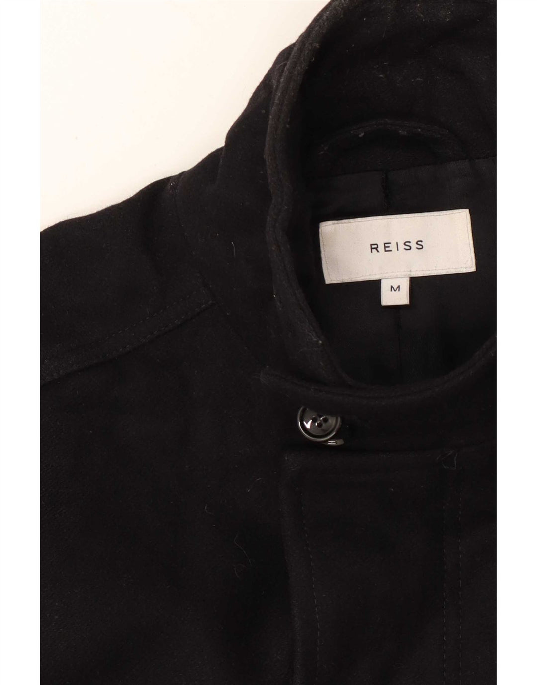 Reiss Mens Overcoat UK 38 Medium Black Wool