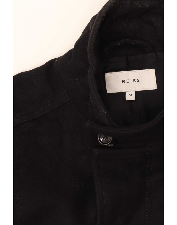 Reiss Mens Overcoat UK 38 Medium Black Wool