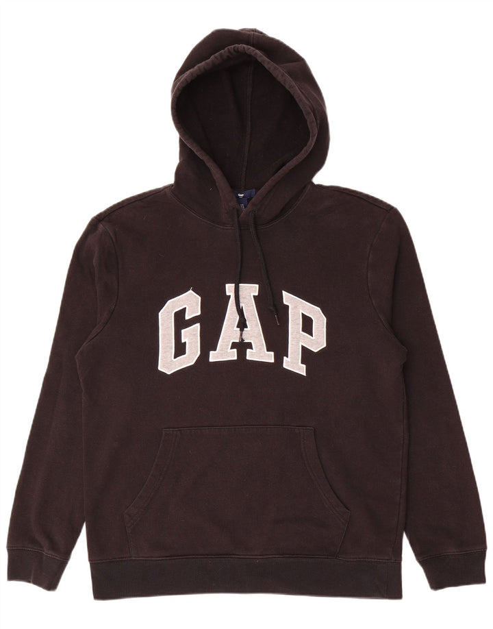 Suéter com capuz gráfico masculino Gap pequeno algodão preto