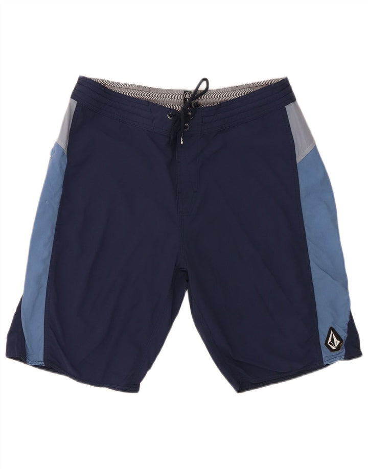 Shorts de natação masculino Volcom médio azul marinho colorblock