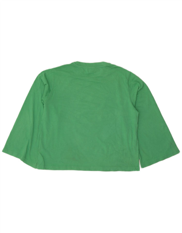 Cos Womens Top Manga Longa Reino Unido 14 Algodão Verde Médio