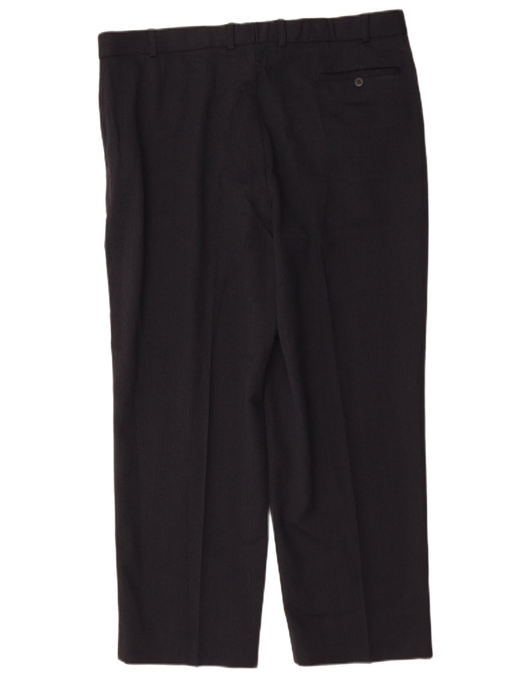 Calça masculina de terno reto Marks & Spencer W40 L29 poliéster azul marinho