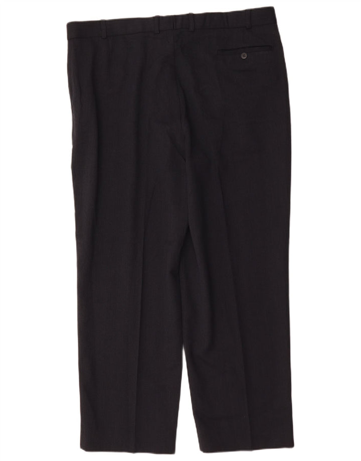 Calça masculina de terno reto Marks & Spencer W40 L29 poliéster azul marinho