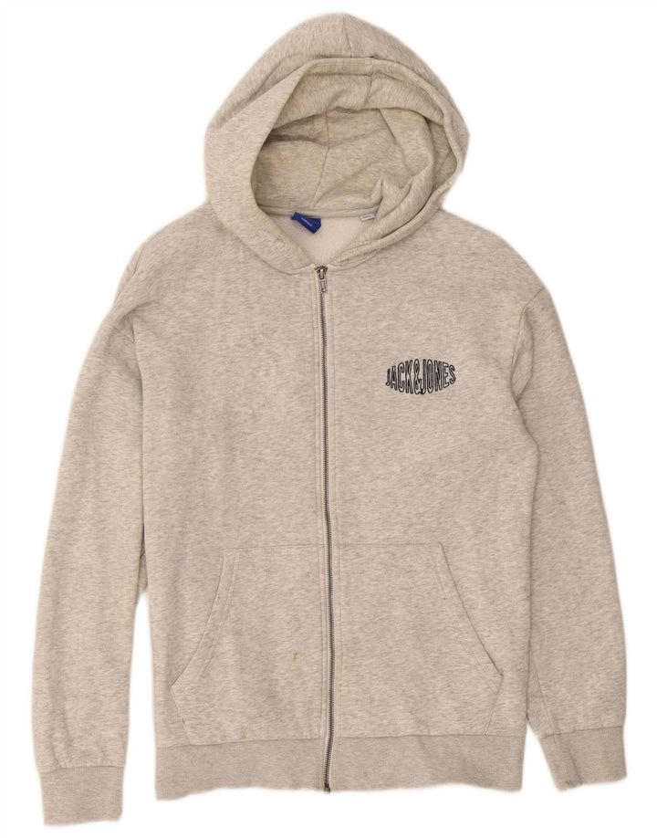 JACK & JONES Suéter masculino com capuz e zíper, algodão manchado cinza médio