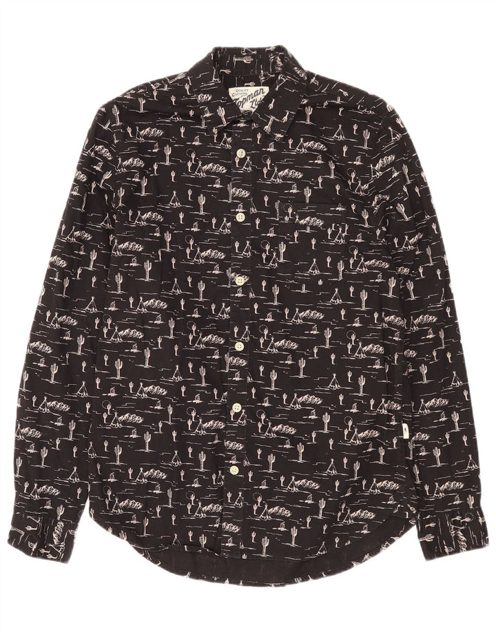 Camisa masculina com estampa abstrata TOPMAN pequena de algodão preto