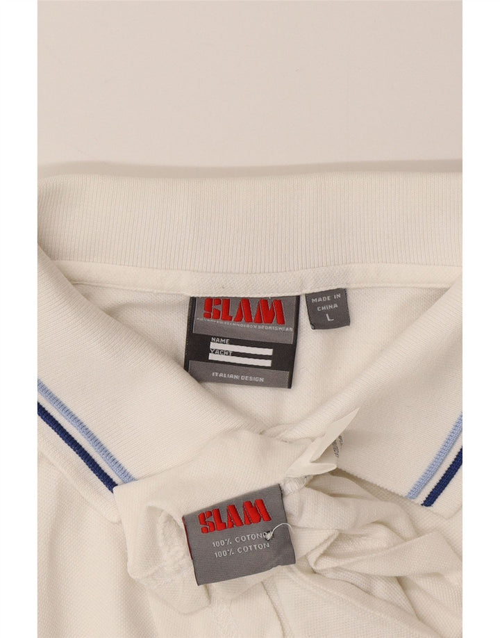 Camisa polo masculina SLAM grande algodão branco
