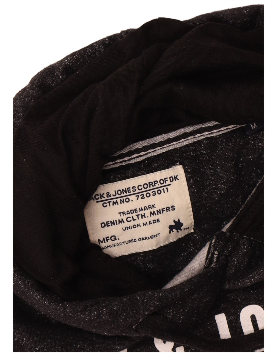 Jack & Jones moletom com capuz gráfico masculino médio preto manchado