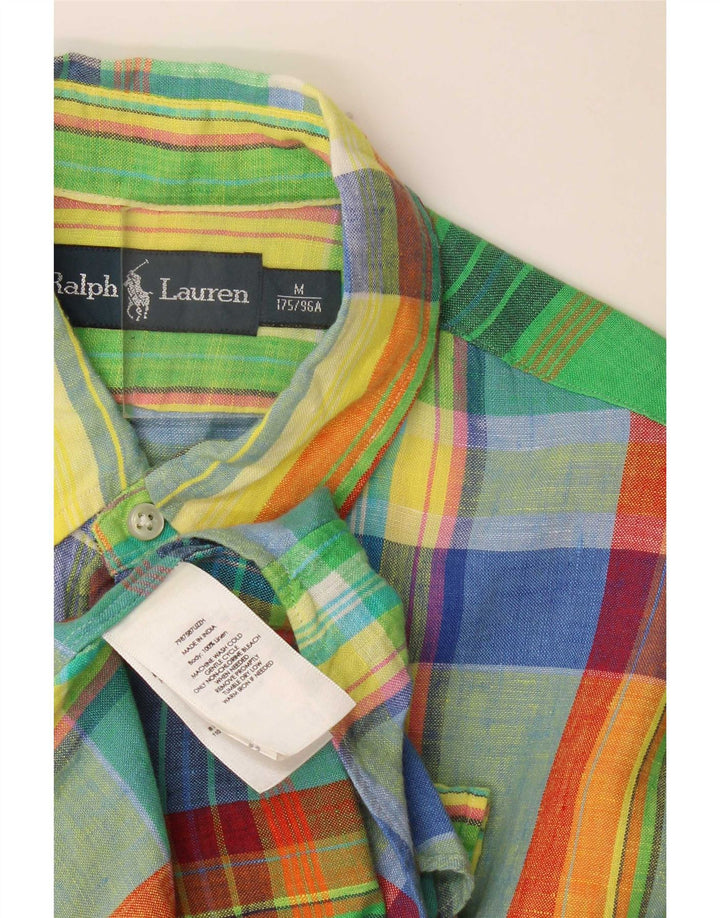 Camisa masculina de manga curta Ralph Lauren média xadrez multicolorida