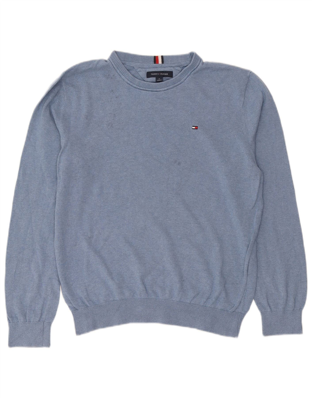 Suéter masculino Tommy Hilfiger com gola redonda e algodão azul médio