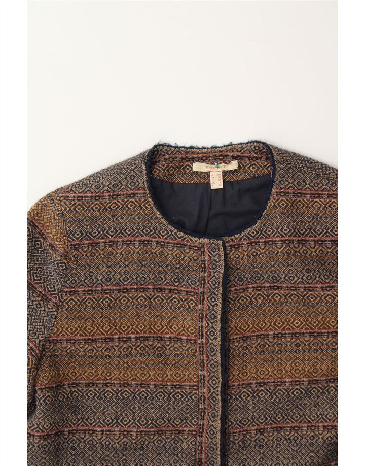 ESPRIT Womens Overcoat UK 12 Medium Brown Striped Cotton Vintage Esprit and Second-Hand Esprit from Messina Hembry 