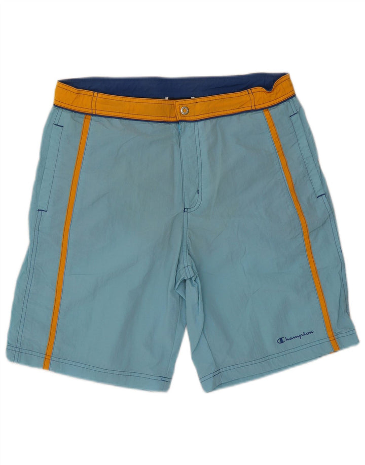 Shorts de natação masculino Champion médio azul colorblock poliéster