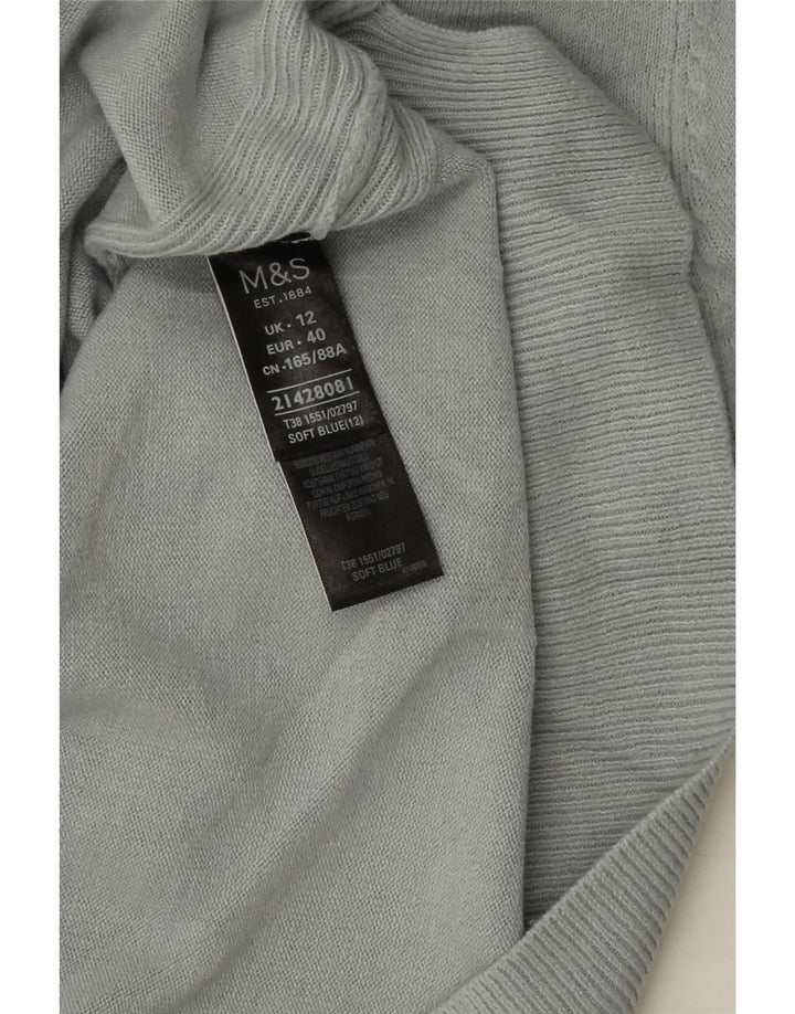 Suéter feminino Marks & Spencer com gola redonda Reino Unido 12 acrílico azul médio