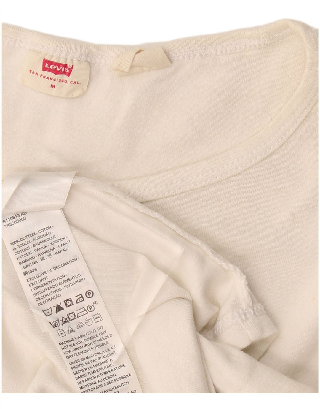 Camiseta feminina LEVI'S UK 12 algodão branco médio