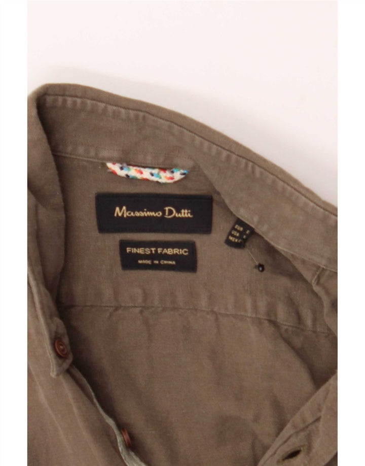 Camisa masculina Massimo Dutti pequena cáqui
