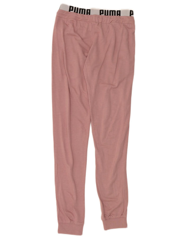 Puma feminino gráfico calças joggers UK 10 pequeno W27 L32 rosa