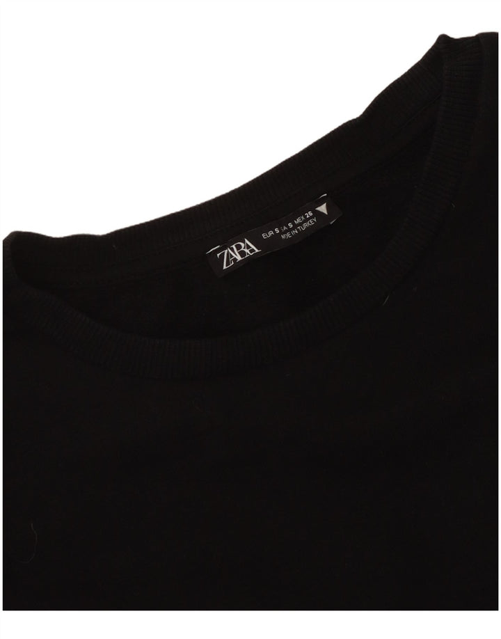 Top feminino Zara manga comprida UK 8 pequeno preto