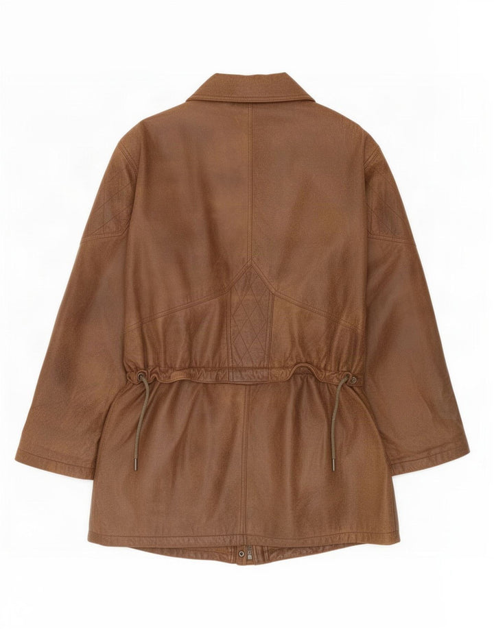 Casaco de couro feminino vintage EU 40 marrom médio