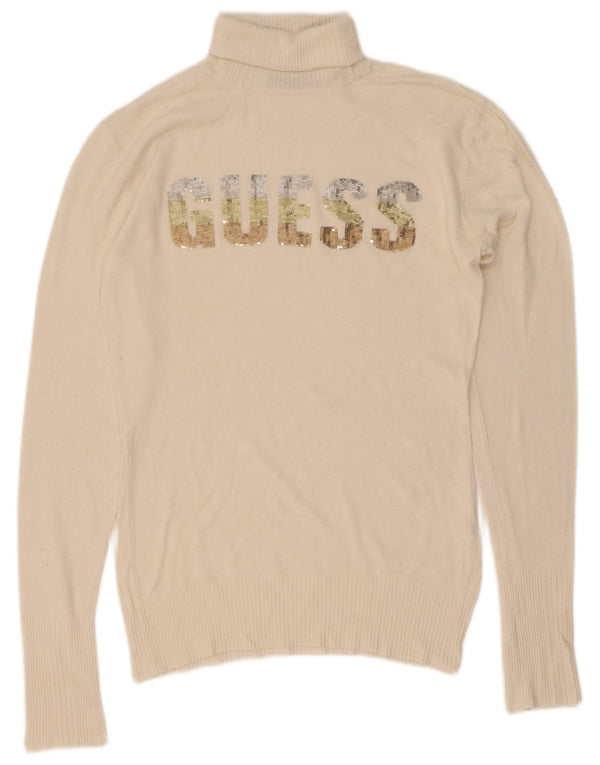 Suéter feminino Guess com gola redonda e gola redonda UK 20 2XL viscose off white