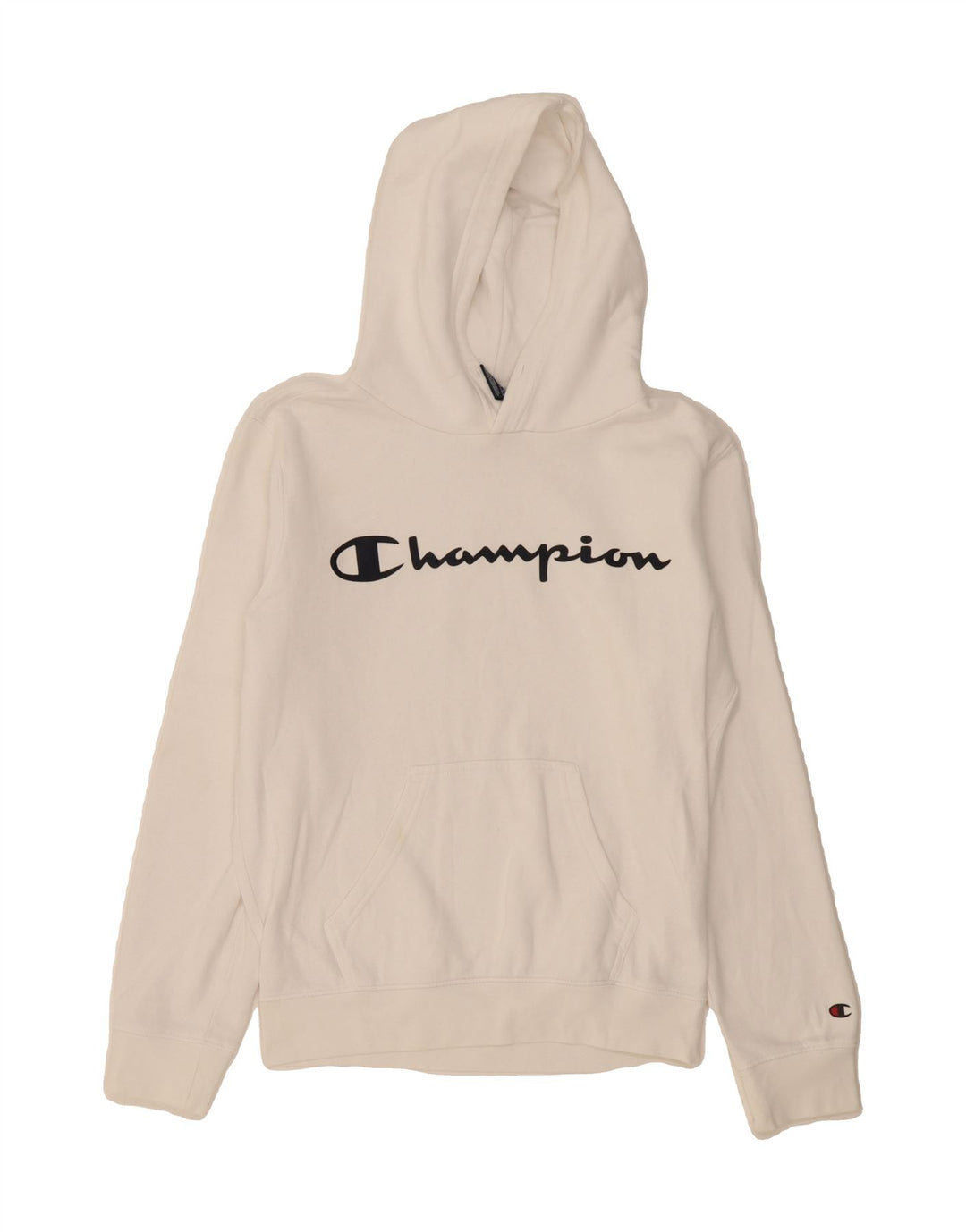 CHAMPION Mens Graphic Hoodie Jumper XS White Cotton Vintage Champion and Second-Hand Champion from Messina Hembry 