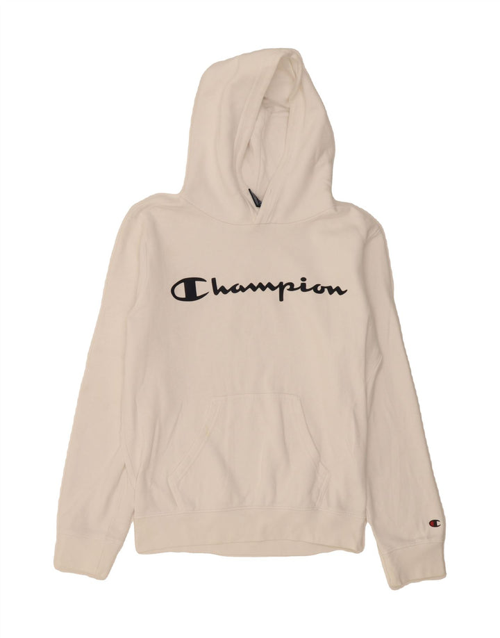 CHAMPION Mens Graphic Hoodie Jumper XS White Cotton Vintage Champion and Second-Hand Champion from Messina Hembry 