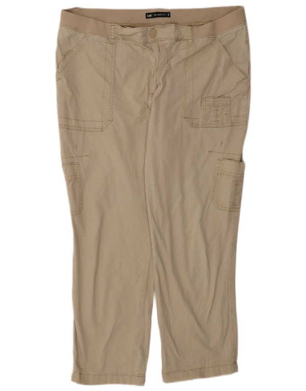 Calça feminina Lee com ajuste relaxado US 18 2XL W38 L25 algodão bege