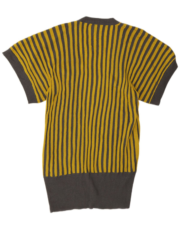 Suéter cardigã feminino Numph com palangre grande Reino Unido 6 XS listrado amarelo