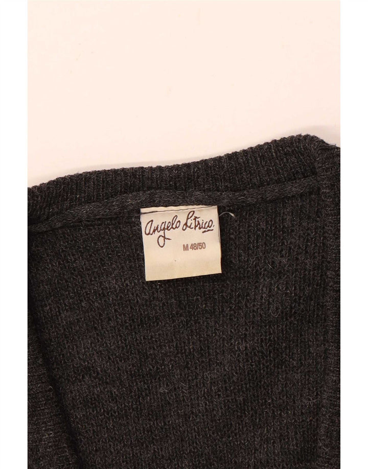 Angelo Litrico Suéter Cardigan Masculino UE 48/50 Acrílico Geométrico Cinza Médio