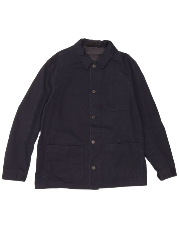 Jaqueta utilitária masculina Massimo Dutti Reino Unido 40 grande algodão azul marinho