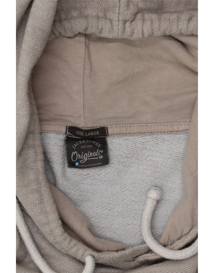 JACK & JONES Mens Graphic Hoodie Jumper Large Grey Cotton Vintage Jack & Jones and Second-Hand Jack & Jones from Messina Hembry 