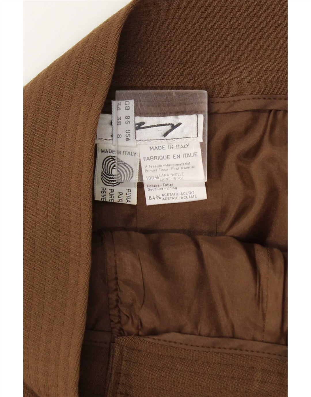 Saia feminina vintage US 8 médio W25 lã marrom
