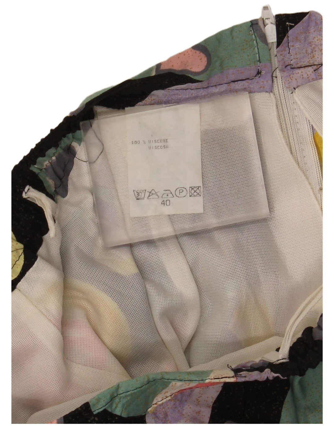 Saia plissada feminina vintage EU 40 médio W30 coração multicolorido