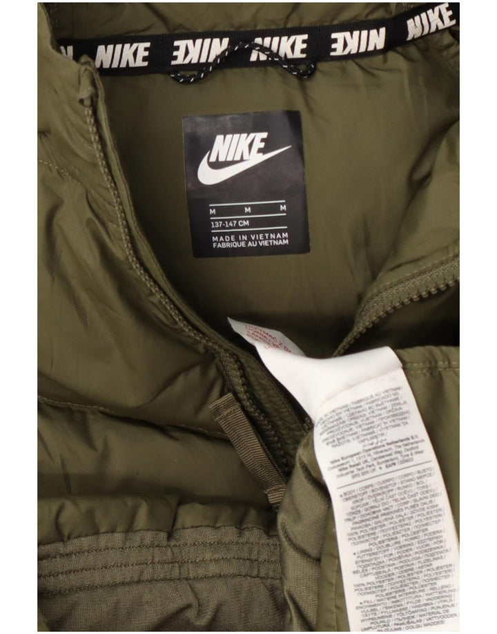 Jaqueta acolchoada com capuz Nike Boys 10-11 anos poliéster cáqui médio