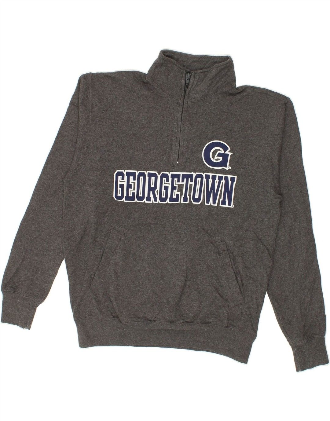 CHAMPION Mens Graphic Zip Neck Sweatshirt Jumper Medium Grey Cotton Vintage Champion and Second-Hand Champion from Messina Hembry 