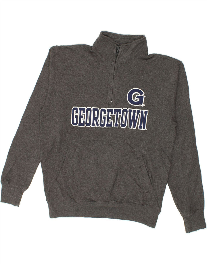 CHAMPION Mens Graphic Zip Neck Sweatshirt Jumper Medium Grey Cotton Vintage Champion and Second-Hand Champion from Messina Hembry 