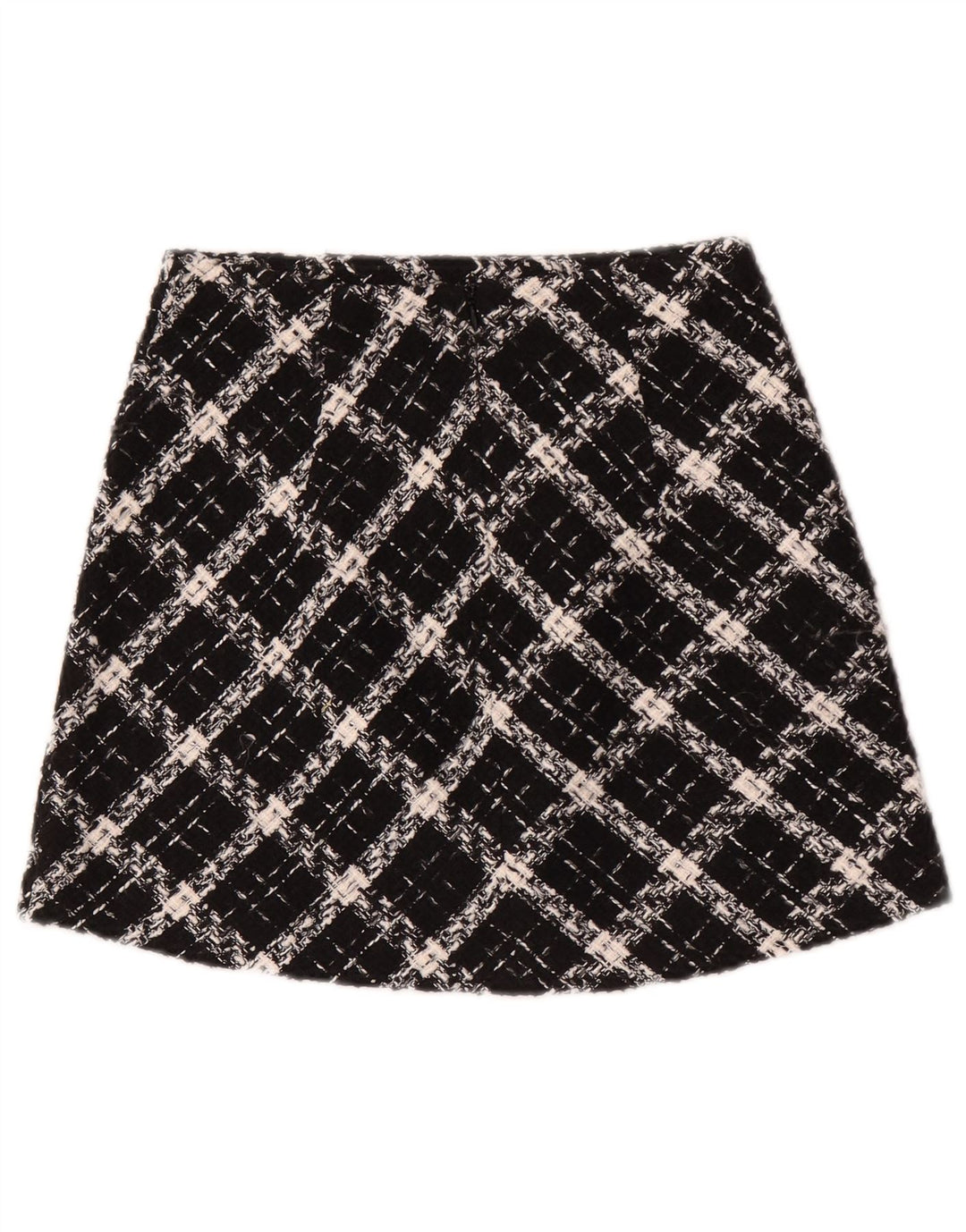 Minissaia feminina Zara XS W24 xadrez preta