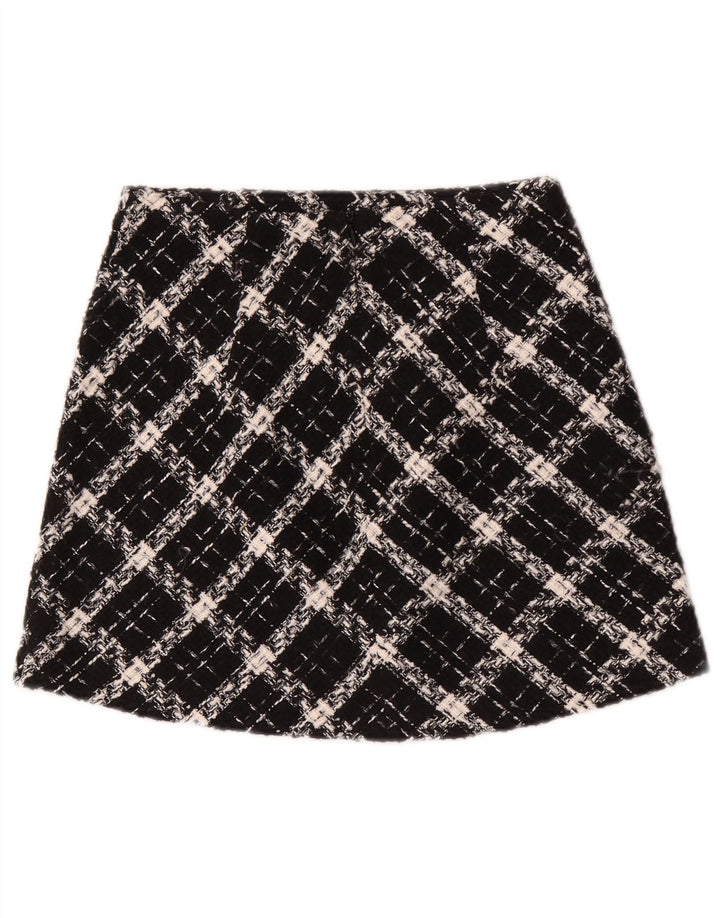 Minissaia feminina Zara XS W24 xadrez preta
