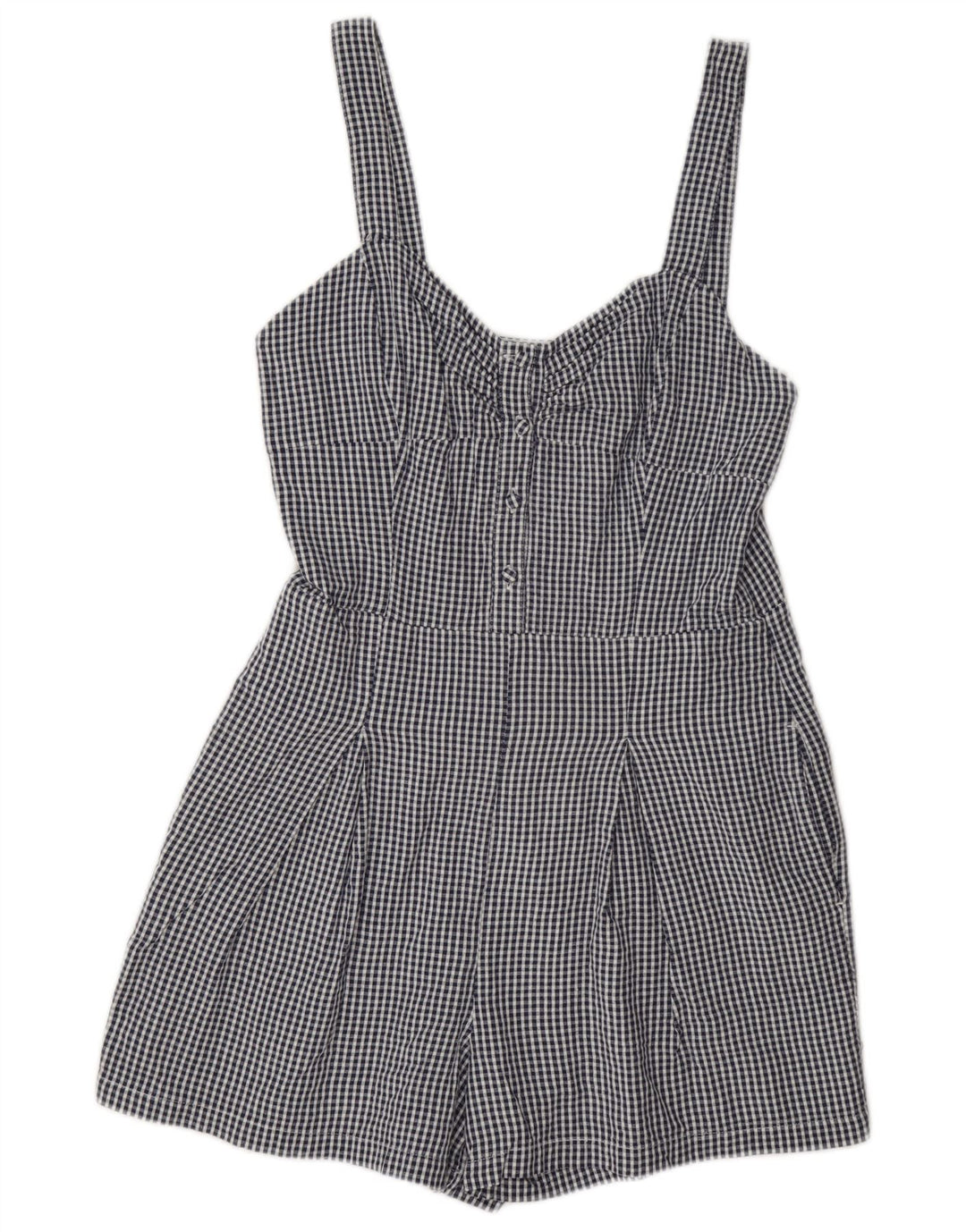 Jack Wills Macacão feminino regular sem mangas Reino Unido 10 pequeno algodão xadrez azul