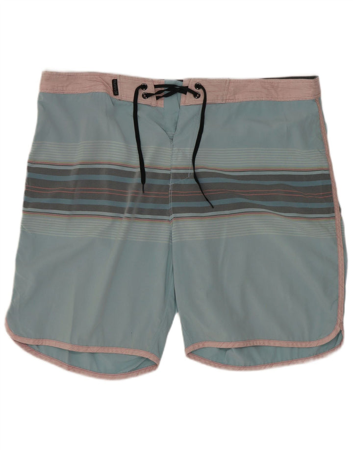 Shorts de natação masculino Hurley grande poliéster listrado azul