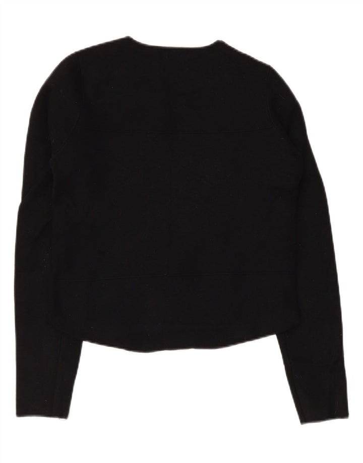 ZARA Womens Crop Crew Neck Jumper Sweater UK 10 Small Black