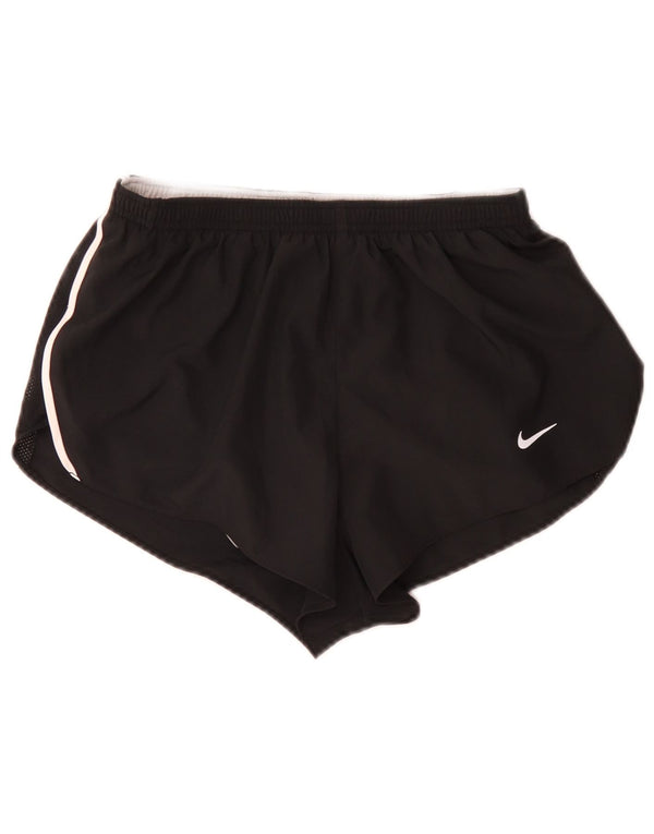 Shorts esportivos femininos Nike Dri Fit UK 8 pequenos poliéster preto