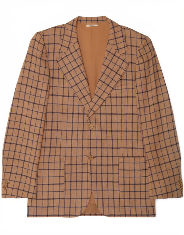 Jaqueta Blazer Masculina Cerruti 1881 com 2 Botões IT 54 2XL Bege Check Clássico