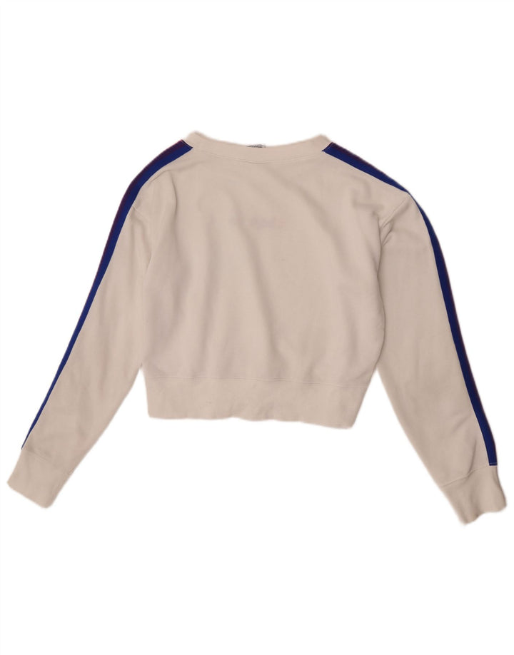 Champion feminino crop moletom jumper UK 14 médio off white algodão
