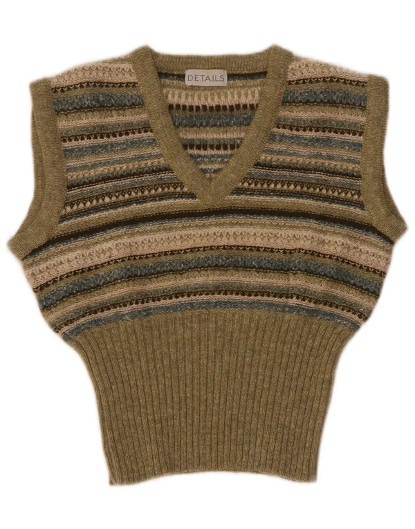 Colete feminino vintage regata UK 10 lã listrada verde pequena