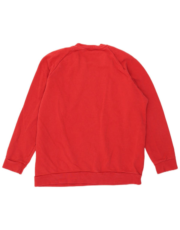 Adidas Mens Graphic Moletom Jumper Grande Algodão Vermelho