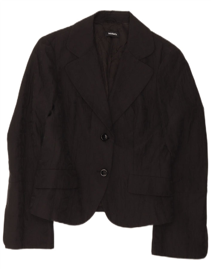 Jaqueta blazer feminina de 2 botões Max & Co. Reino Unido 14 grande algodão preto