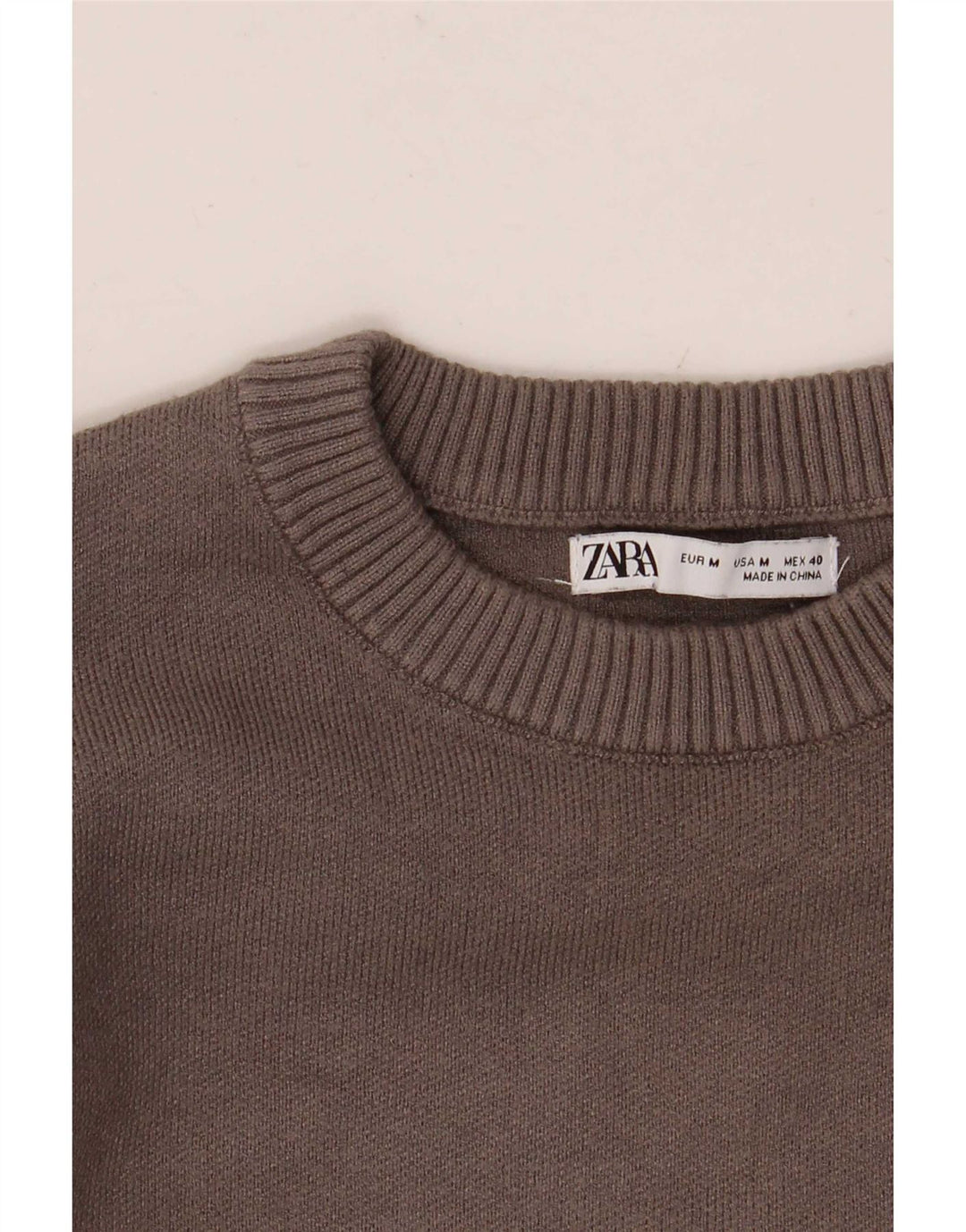Zara Suéter masculino com gola redonda cinza médio