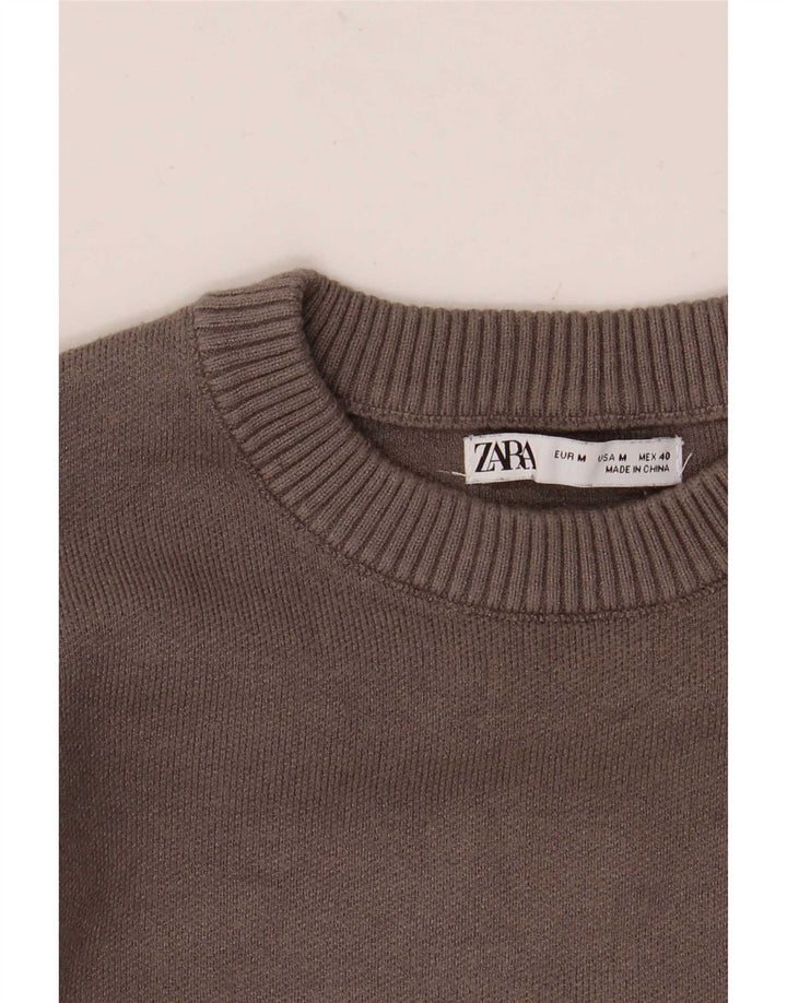 Zara Suéter masculino com gola redonda cinza médio