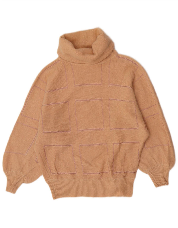Suéter feminino vintage com gola redonda IT 44 médio rosa geométrico