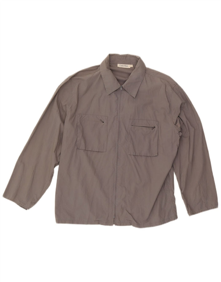 Camisa masculina Calvin Klein grande algodão cinza